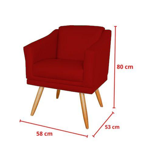 Imagem de Kit 4 Poltronas Decorativas San Diego Sala de Estar Tecido Veludo Vermelho Kimi Decor