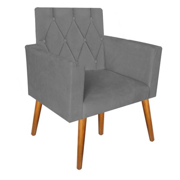 Imagem de Kit 4 Poltronas Decorativas Thais Capitonê Suede Cinza - Móveis Mafer