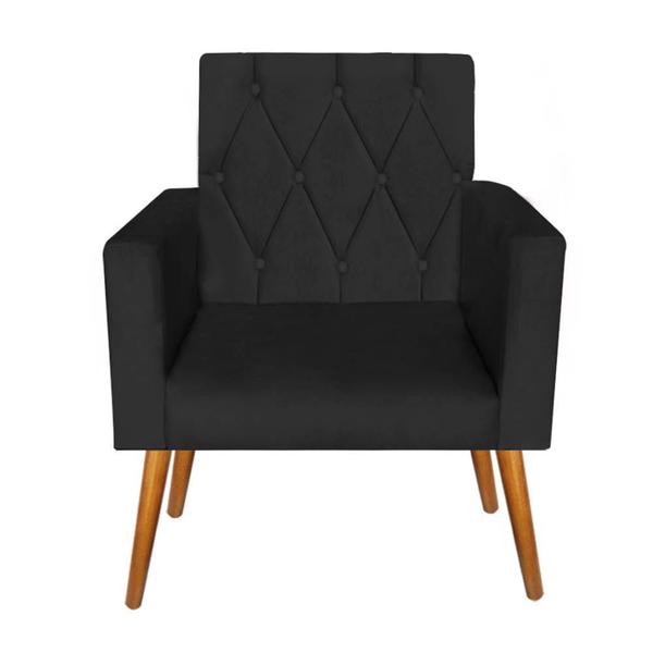 Imagem de Kit 4 Poltronas Decorativas Thais Capitonê Suede Preto - Móveis Mafer