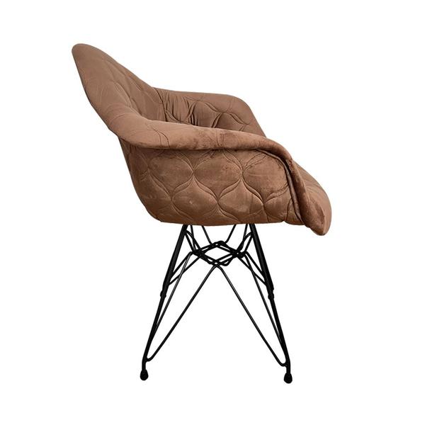 Imagem de Kit 4 Poltronas Jantar Eames Eiffel Estofadas Caramelo Base Ferro Preto