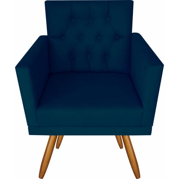 Imagem de Kit 4 Poltronas Larah Capitonê E Puff Suede Azul Marinho