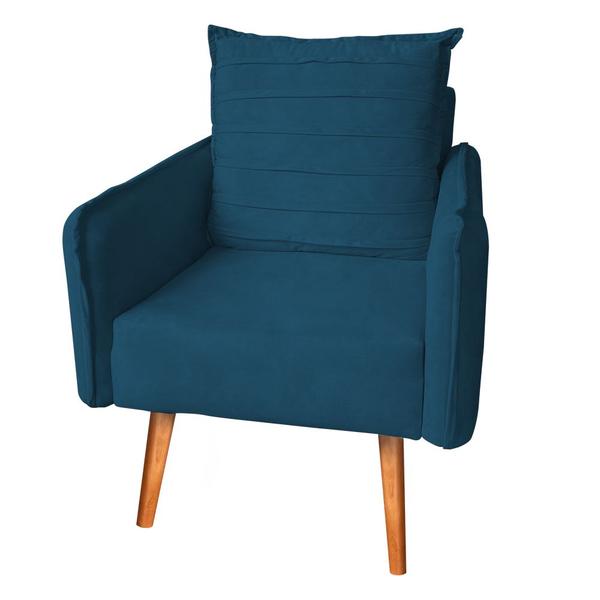 Imagem de Kit 4 Poltronas Mandara para Recepção Pés Palilto Suede Azul Marinho 