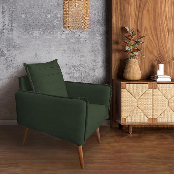 Imagem de Kit 4 Poltronas Mandara para Recepção Pés Palilto Suede Verde