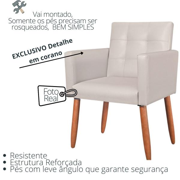 Imagem de Kit 4 Poltronas material sintético para Sala de Estar Decorativa Cadeira Estofada Resistente Escritório Recepção Manicure