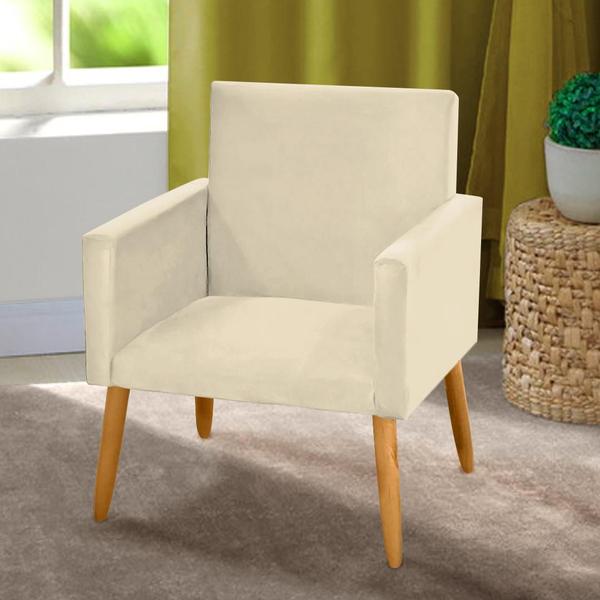 Imagem de Kit 4 Poltronas Nina Decorativa P/ Sala Suede Bege