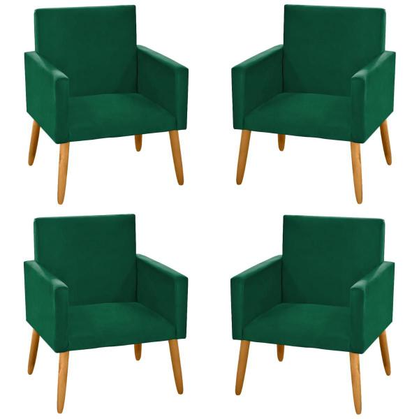 Imagem de Kit 4 Poltronas Nina Decorativa P/ Sala Suede Verde Militar