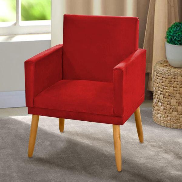 Imagem de Kit 4 Poltronas Nina Decorativa p/ Sala Suede Vermelho