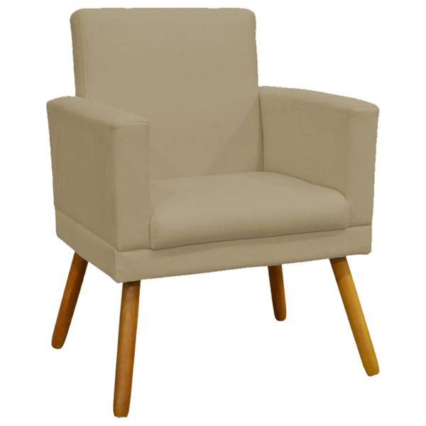 Imagem de Kit 4 Poltronas Para Sala Decorativas Nina Com Base Suede Cores Pé Castanho - Clique E Decore