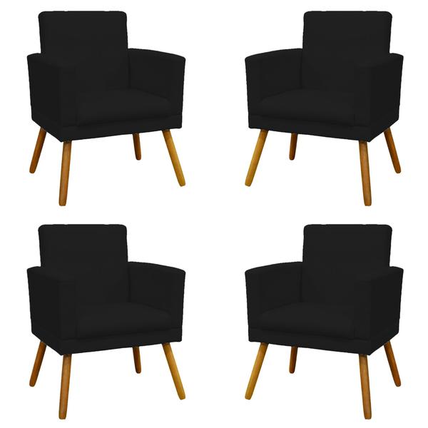 Imagem de Kit 4 Poltronas Para Sala Decorativas Nina Com Base Suede Cores Pé Castanho - Clique E Decore