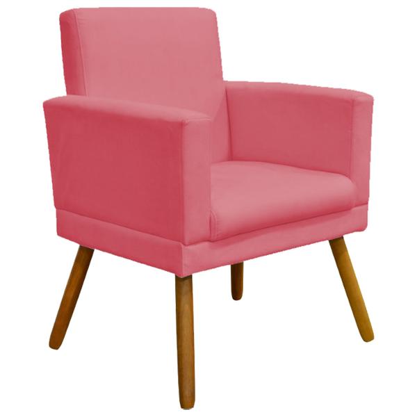 Imagem de Kit 4 Poltronas Para Sala Decorativas Nina Com Base Suede Cores Pé Castanho - Clique E Decore