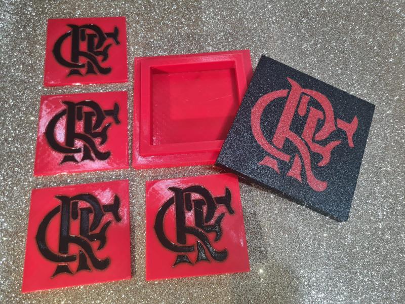 Imagem de Kit 4 Porta Copos Quadrado Flamengo