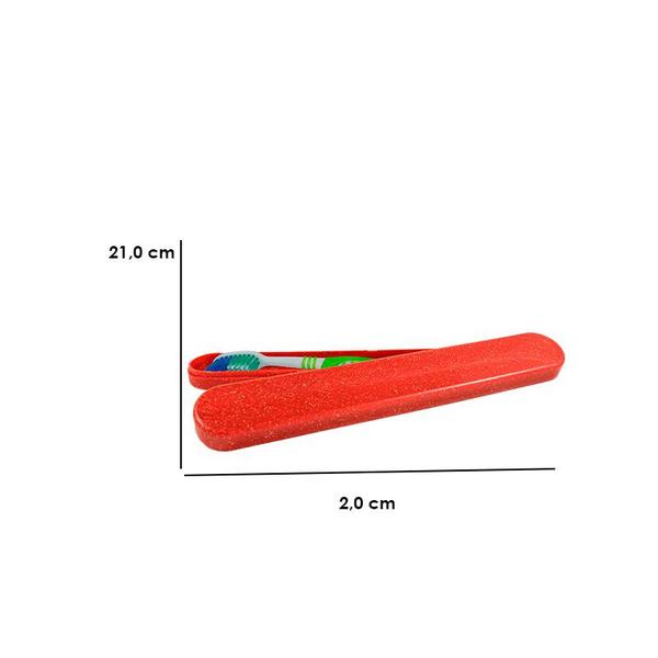 Imagem de Kit 4 Porta Escova Dental Fibra Madeira Vermelho