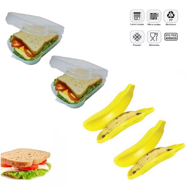 Imagem de Kit 4 Porta Sanduíche Pote Banana Pra Misto Marmita Sanduicheira