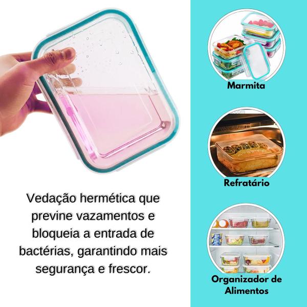 Imagem de Kit 4 Pote de Vidro com Tampa Vedação Hermética Aprova de Fogo Refratário Top