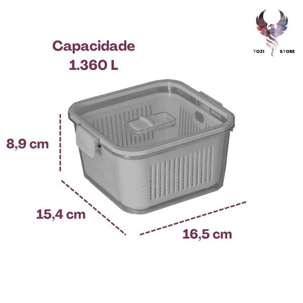 Imagem de Kit 4 Pote Hermetico para Geladeira Frutas, Verduras, Legumes - 1360ml Multiuso