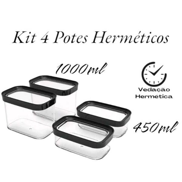 Imagem de Kit 4 Pote Herméticos Porta Mantimentos 450ml,1000ml