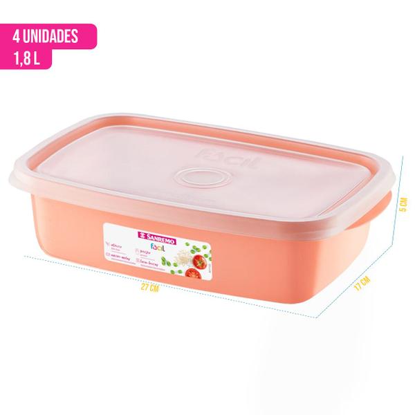 Imagem de Kit 4 Potes 1,8L cada Organize seus alimentos com Segurança e Praticidade Podem Micro Ondas Lava Louça BPA FREE Pratico Seguro