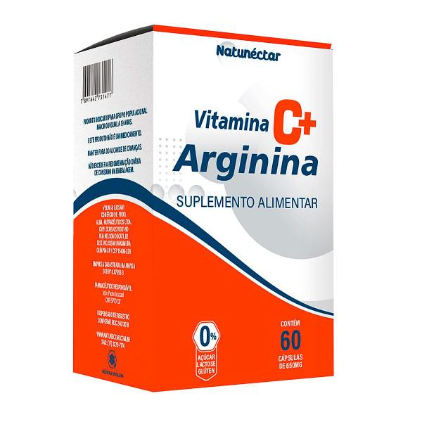 Imagem de Kit 4 Potes Arginina Vitamina C Suplemento Natural 100% Puro Original Natunéctar 240 Cápsulas