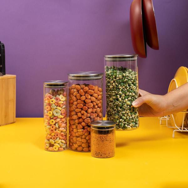 Kit 4 Potes De Vidro Com Tampa Inox Hermético 210Ml, 550Ml, - Tud Imagem de Kit 4 Potes De Vidro Com Tampa Inox Hermético 210Ml, 550Ml,