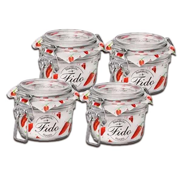 Imagem de KIT 4 Potes de Vidro Hermético Original FIDO Terrina 125 ml 80 mm Multiuso