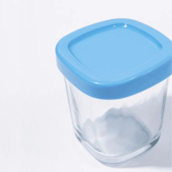Kit 4 Potes de Vidro para armazenamento de leite e papinha azul 150ml - Petit Piá - Petit Pia Imagem de Kit 4 Potes de Vidro para armazenamento de leite e papinha azul 150ml - Petit Piá