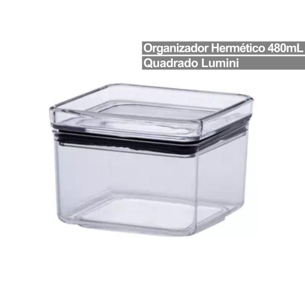 Imagem de Kit 4 Potes Hermético Recipientes Para Mantimentos Acrílico 480ML Transparente Alimentos Empilhável Dispensa