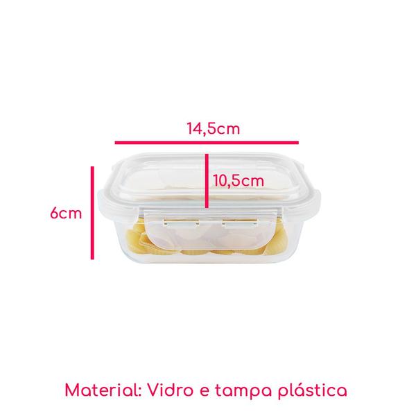 Imagem de Kit 4 Potes Hermético Vidro Marmita 370 640 1040 1520ml