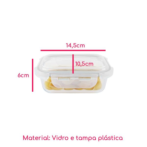 Imagem de Kit 4 Potes Hermético Vidro Marmita Micro-ondas 370ml