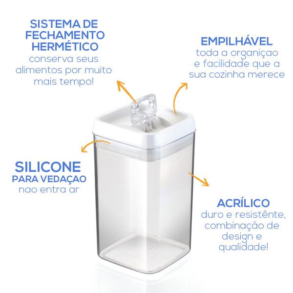 Imagem de Kit 4 Potes Herméticos 400 ML Alimentos Mantimentos Cozinha Organização