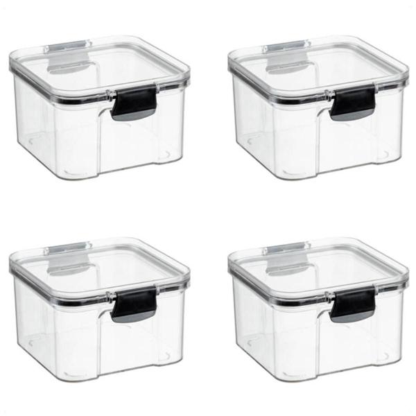 Kit 4 Potes Herméticos Organizadores De Alimentos 500 Ml - Plasnorthon Imagem de Kit 4 Potes Herméticos Organizadores De Alimentos 500 Ml