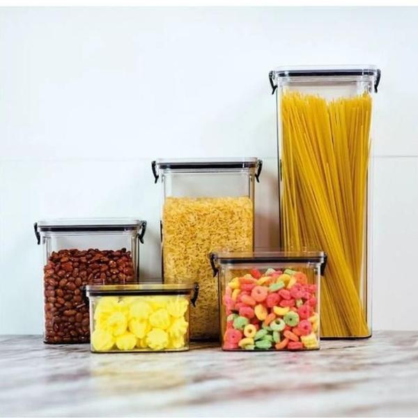 Kit 4 Potes Herméticos Organizadores De Alimentos 500 Ml - Plasnorthon Imagem de Kit 4 Potes Herméticos Organizadores De Alimentos 500 Ml