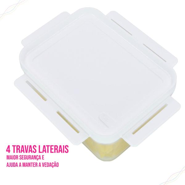 Imagem de Kit 4 Potes Herméticos Organizadores P/ Alimentos Cozinha Geladeira Micro-ondas Tampa Hermética Resistente Conservar