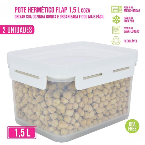 Imagem de Kit 4 Potes Herméticos Organizadores P/ Alimentos Cozinha Geladeira Micro-ondas Tampa Hermética Resistente Conservar