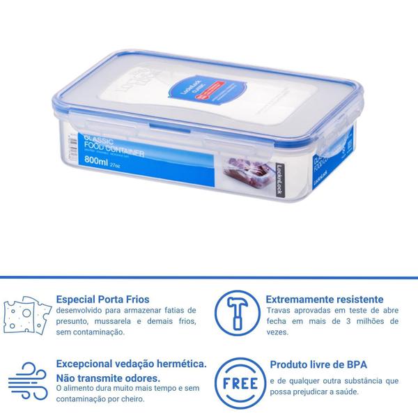 Kit 4 potes herméticos porta frios Lock&Lock 800mL Imagem de Kit 4 potes herméticos porta frios Lock&Lock 800mL
