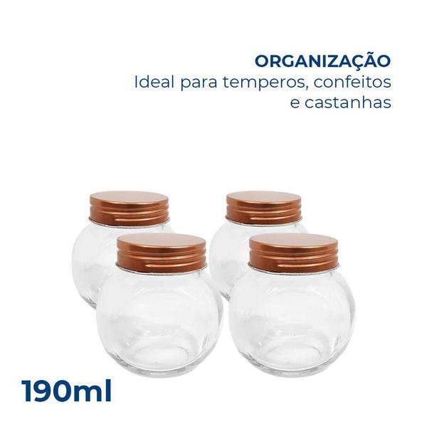 Imagem de Kit 4 Potes Herméticos Vidro Rose Gold Moderno