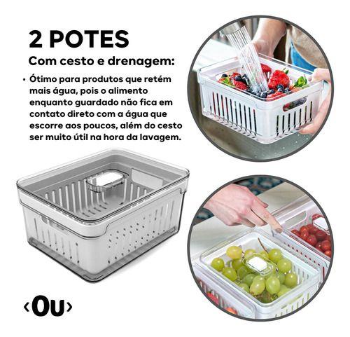 Imagem de Kit 4 Potes Organiza Cozinha Geladeira Empilháveis Marca Ou