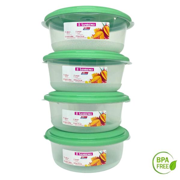 Imagem de Kit 4 Potes Redondo 1300ml Plástico Médio Organizador de Alimentos Cozinha Sanremo - VERDE