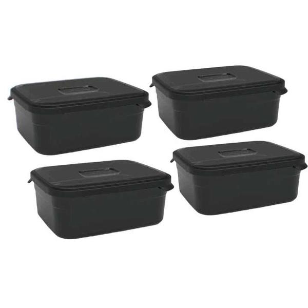 Kit 4 Potes Retangular c/tampa para Armazenamento de Alimentos 500ml - Helsim Imagem de Kit 4 Potes Retangular c/tampa para Armazenamento de Alimentos 500ml