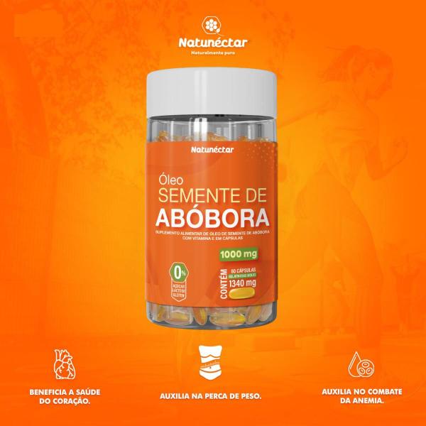 Imagem de Kit 4 Potes Semente de Abobora Suplemento Natural Rico Em Vitamina Natunectar Original 240 Capsulas