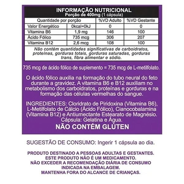 Imagem de Kit 4 Potes Suplemento Metilfolato + Vitaminas B6 B12 120 Cápsulas