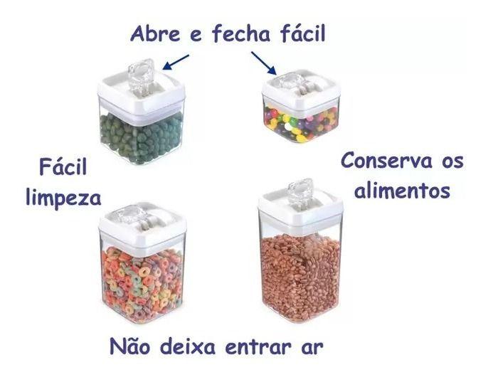 Imagem de Kit 4 Potes tamanhos Diferentes Herméticos Crystal Quadrado