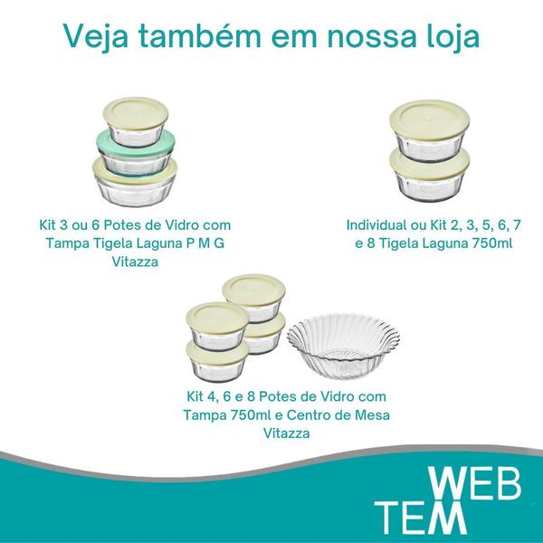 Imagem de Kit 4 Potes Tigela de Vidro com Tampa Plástica Laguna 750ml Vitazza:Para Servir, Organização de Cozinha e Geladeira, Opção Sustentável