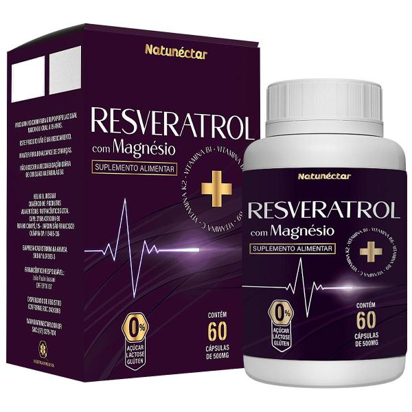 Imagem de Kit 4 Potes Trans Resveratrol Magnésio 240 Capsulas Suplemento 500mg Natural Vitaminas B1 B6 B9 C K2 Original Concentrado Natunéctar Antioxidante