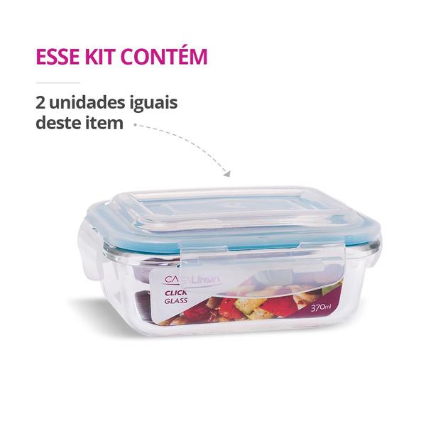 Imagem de Kit 4 Potes Vidro Hermético 370ml e 640ml Marmita Papinha