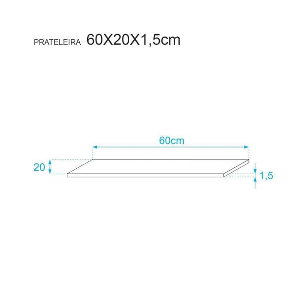 Imagem de Kit 4 Prateleiras 60 x 20cm Branca Suporte Invisível