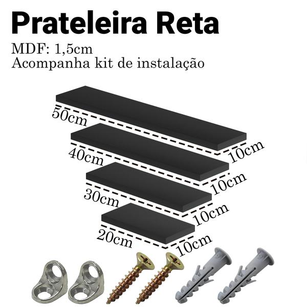 Imagem de Kit 4 Prateleiras Com Variados Tamanhos Nicho Liso MDF