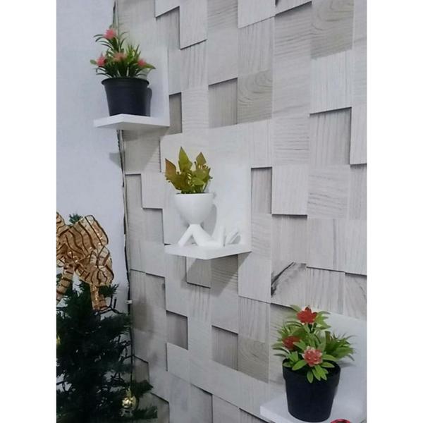 Imagem de Kit 4 Prateleiras L 15x12 cm Mdf  Sup Para Suculentas Decoração Ambiente