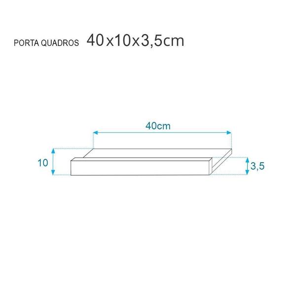 Imagem de Kit 4 Prateleiras Porta Quadros 40 x 10cm Preta Suporte Invisível