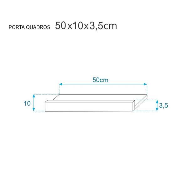 Imagem de Kit 4 Prateleiras Porta Quadros 50 x 10cm Amarela Suporte Invisível