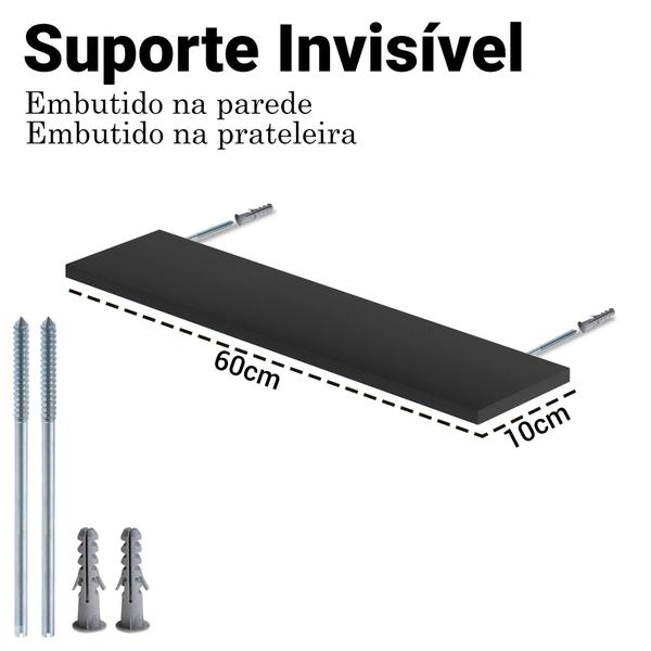 Imagem de Kit 4 Prateleiras Suporte Invisível Nicho MDF 